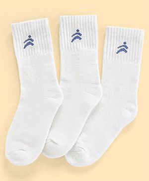 Pine Active Bamboo Lycra Blend Ankle Length Socks Logo Print Pack Of 3 -  White