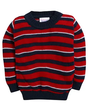 Little Angels Full Sleeves Stripe Pattern Design Pullover Sweater - Red & Navy Blue