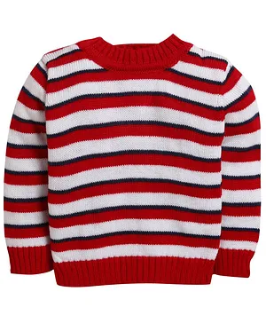 Little Angels Full Sleeves Stripe Pattern Design Pullover Sweater - Red