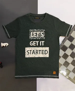 L'iL BRATS Half Sleeves Lets Get Started Placement Printed Tee - Grey