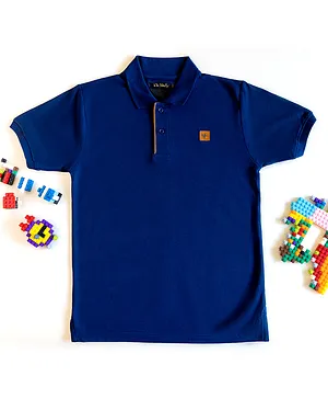 L'iL BRATS Half Sleeves Solid Polo Tee - Navy Blue