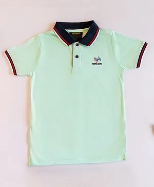 L'iL BRATS Half Sleeves Contrast Collar Solid Polo Tee - Light Green