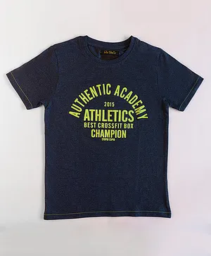 L'iL BRATS Half Sleeves Athletics Champion Text Printed Tee - Dark Blue