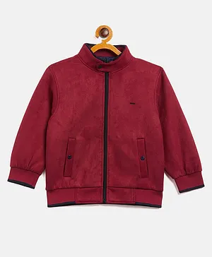 Okane Full Sleeves Reversible Sweat Jacket - Maroon