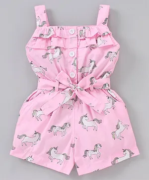 Enfance Core Sleeveless Unicorn Print Jumpsuit - Pink