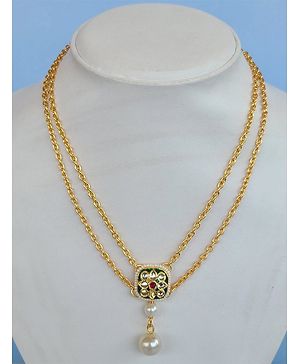 Tiny Closet Kundan Chain Necklace - Dark Green