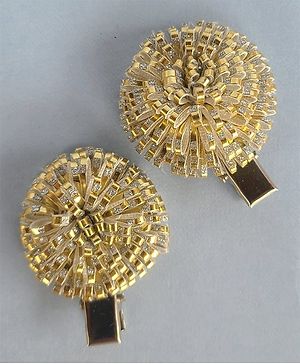 Tiny Closet Pair Of Ribbon Flower Hair Clip - Gold