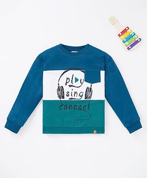 Ed-a-Mamma Sustainable Cotton Full Sleeves Colour Block Sweatshirt - Blue