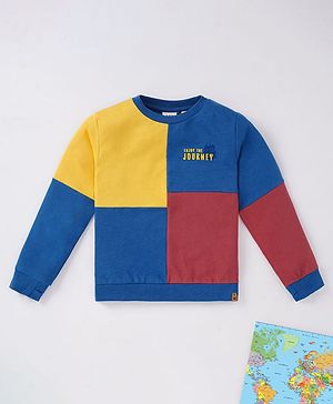 Ed-a-Mamma Sustainable Cotton Full Sleeves Colour Block Sweatshirt - Blue