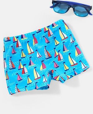 Babyhug Swimming Trunk Boat Print - Blue