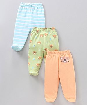 Babyhug Footed Stripes & Printed Bootie Leggings Pack of 3 - Multicolor
