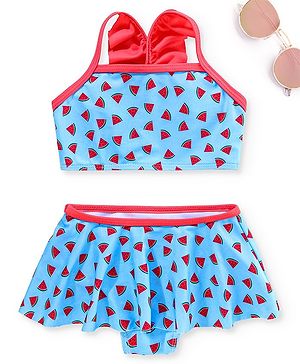 Babyhug Sleeveless 2 Piece Swimsuit Watermelon Print - Blue