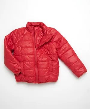 Nino Bambino Full Sleeves Solid Puffer Jacket - Red