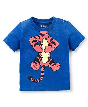 Babyhug Cotton Jersey Half Sleeves T-Shirt Tiger Print - Blue