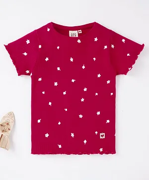 Ed-a-Mamma Cotton Sustainable Top Floral Print - Red