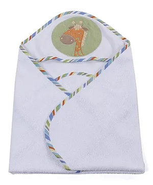 Abracadabra Giraffe Print Hooded Towel With 2 Face Towels - Orange White