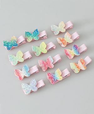 Babyhug Bow & Butterfly Clips Pack of 12 - Multicolor