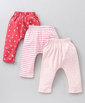 Babyhug Full Length Cotton Diaper Leggings Multi-Print Pack of 3 - Multicolour