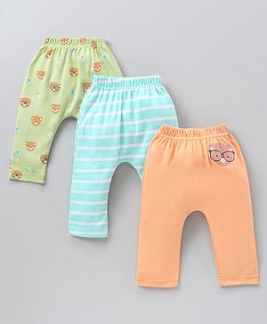 Babyhug Full Length Cotton Diaper Leggings Multi-Print Pack of 3 - Multicolour