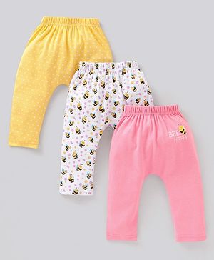 Babyhug Full Length Diaper Pants Bee Print Pack of 3 - Multicolour