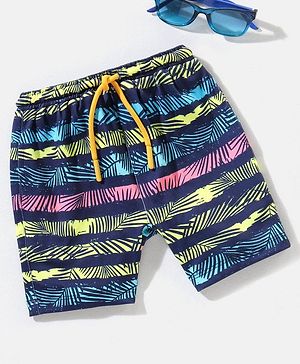 Babyhug Swimming Trunk Tropical Print - Blue & Yellow