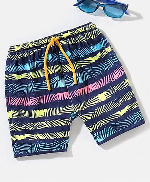 Babyhug Swimming Trunk Tropical Print - Blue & Yellow