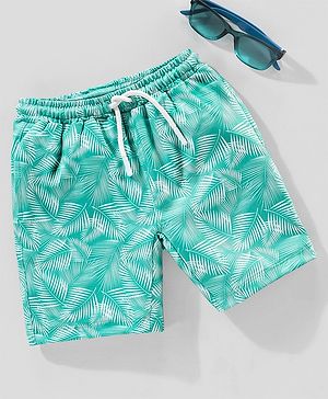 Babyhug Swimming Trunk Tropical Print - Sea Blue