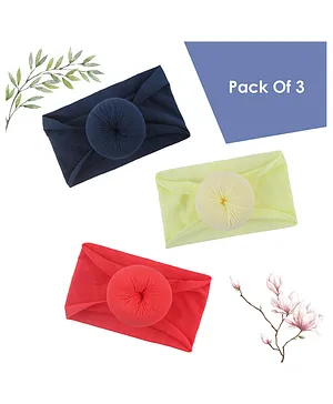 SYGA Newborn Baby Cotton Turban Wrap Headbands Pack of 3 - Red Blue Yellow