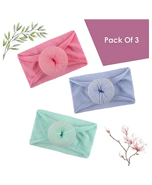 SYGA Newborn Baby Cotton Turban Wrap Headbands Pack of 3 - Purple Pink Green