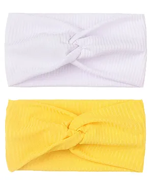 SYGA Newborn Baby Threaded Bow Headbands Soft Clothes Headband  Pack Of 2 - White and Yellow