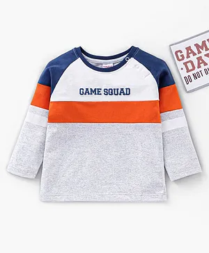 Babyhug Cotton Full Sleeves Light Winter Wear T-Shirt Text Print - Grey
