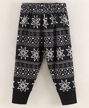 CrayonFlakes Design Detaill Jacquard Polar Fleece Full Length Jogger - Black