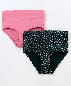 Bella Mama Maternity Panties Floral Print Pack of 2 - Pink Black