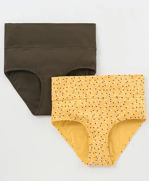 Bella Mama Maternity Panties Floral Print Pack of 2 -  Yellow Brown