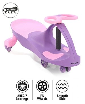 Babyhug Champion Kids Swing Car With LED Wheels - Purple Pink