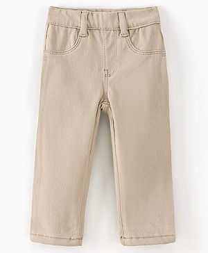 Babyhug Full Length Jeggings Solid - Beige