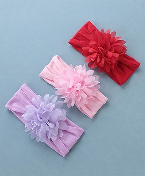 Babyhug Free Size Headbands Floral Applique Pack of 3 - Multicolor