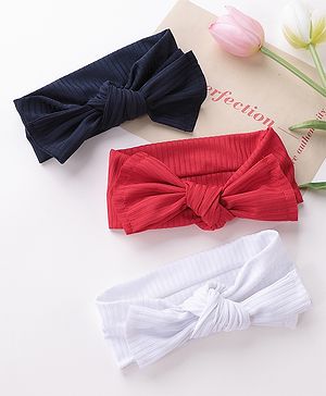 Babyhug Free Size Head Band with Bow Applique  Set of 3 - Red White & Black