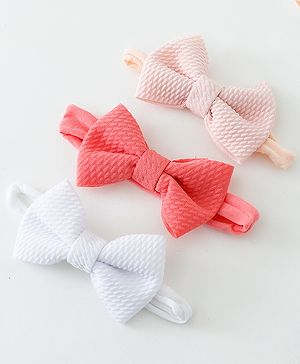 Babyhug Free Size Head Band with Bow Applique  Set of 3 - Multicolour