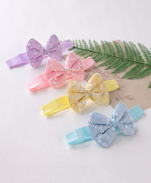 Babyhug Free Size Headbands  with Bow Applique Pack of 4 - Multicolour