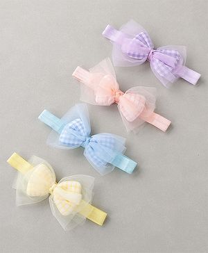 Babyhug Free Size Headbands  with Bow Applique Pack of 4 - Multicolour
