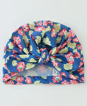 Bonfino Free Size Headbands with Bow Applique Floral Print - Blue