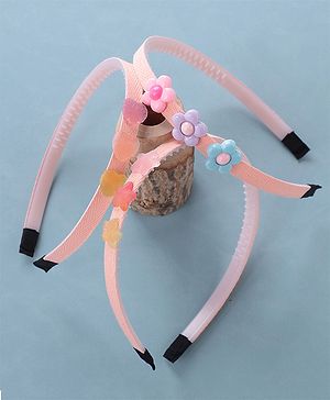 Babyhug Hair Bands With Flower & Star Applique Free Size Pack of 3- Peach