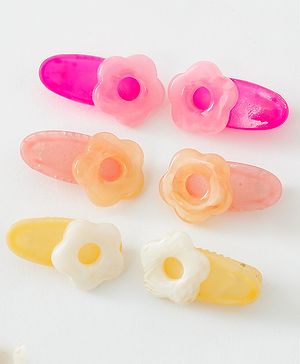 Babyhug Free Size Hair Clips Floral Design Pack of 6- Multicolor