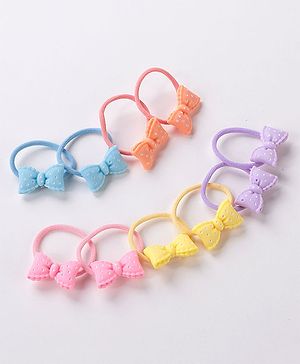 Babyhug Bow Applique Rubber Bands Pack Of 10 - Multicolor