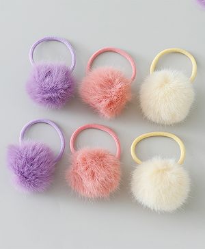 Babyhug Rubber Bands & Scrunchies Sets Pack of 3 - Purple Pink & White