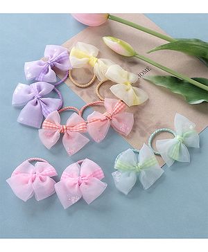 Babyhug Free Size Bow Rubber Bands  Set of 10 -  Multicolor