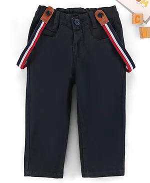Babyhug Full Length Trouser with Suspenders - Navy Blue