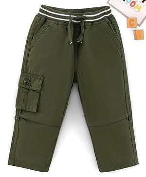 Babyhug Full Length Cotton Trousers Solid- Olive