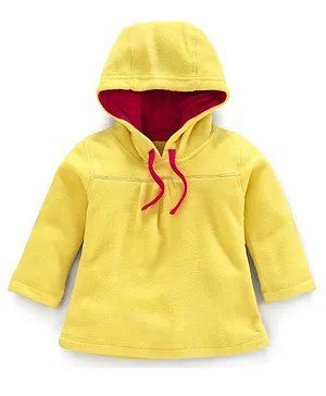 Nino Bambino Recycled Polar Fleece Full Sleeves Unisex Solid Hoodie Sweatshirt - Yellow